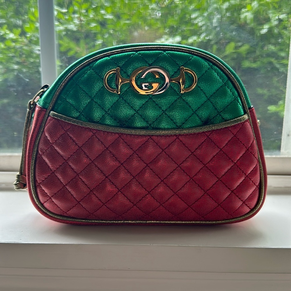 Trapuntata Camera Shoulder Bag Quilted Laminated Leather Mini